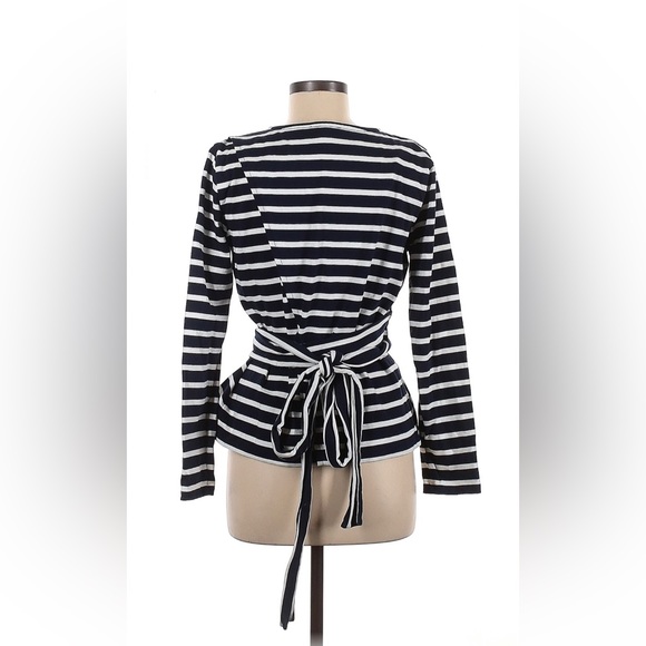J. Crew Navy & White Striped Wrap Top - Picture 4 of 4